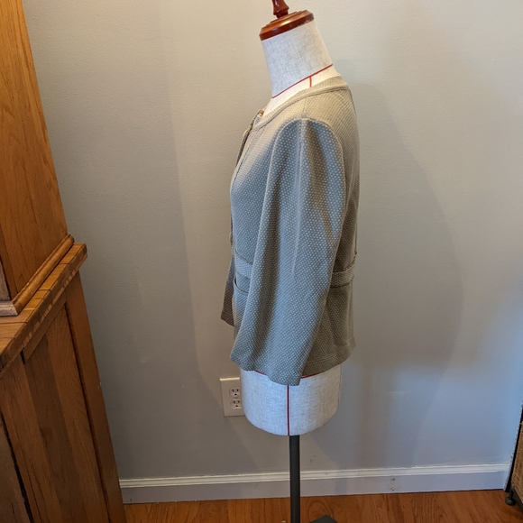 Transit Par Such Italy Cardigan Sweater Blazer Button Front Beige Sz Itly 3 US M - Picture 5 of 6